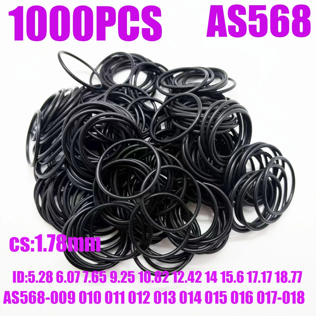 1000 NBR70 sealing O ring rubber CS1.78 ID5.28 6.07 7.65 9.25 10.82 12.42 14 15.6 17.17 18.77 AS568-009 010 011 012 013 014-0181