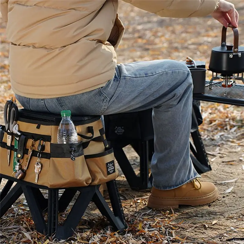 ISE MOUNT كرسي بلا ظهر قابل للطي غطاء مقعد أكسفورد القماش الغطاء الواقي المحمولة التوسع غطاء أداة محمولة حقيبة-AA85