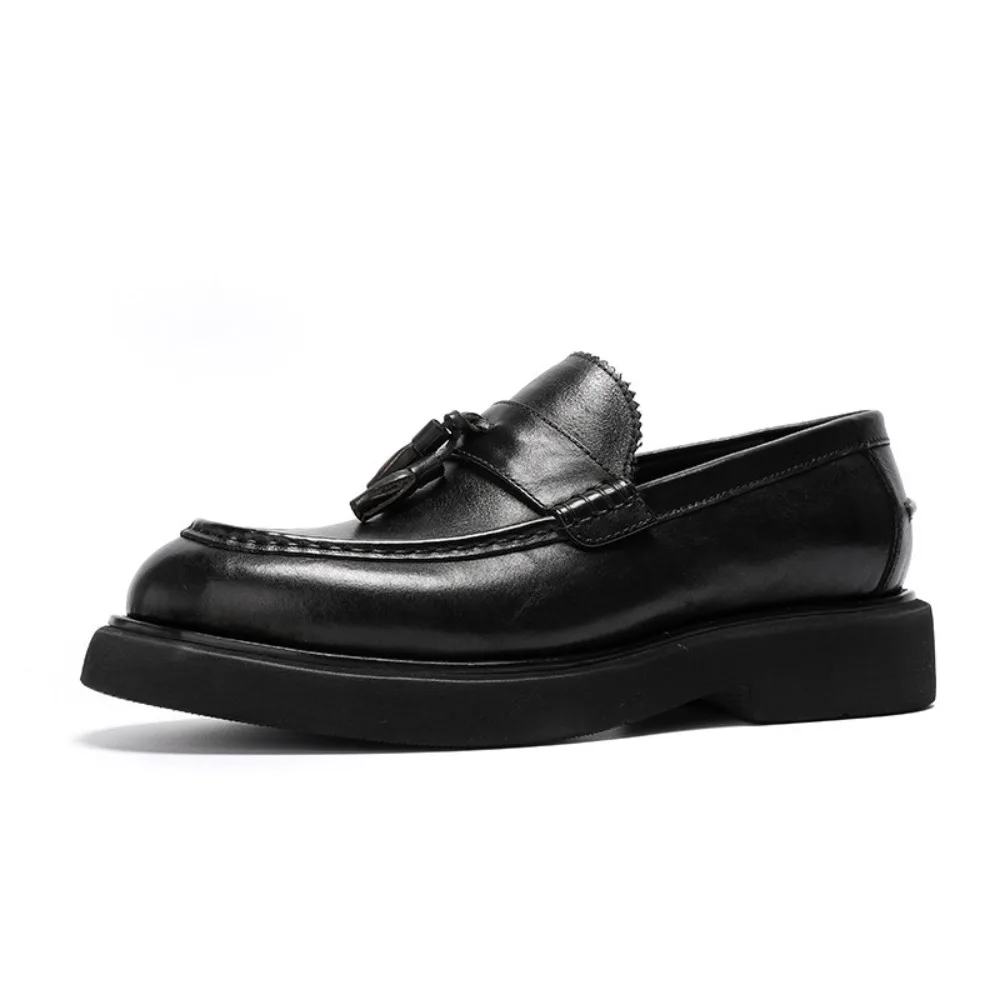 

Genuine Leather Loafers for Men Slip on Thick Sole Increased Height Trendy Versatile Casual Business Leather Shoes for Summer