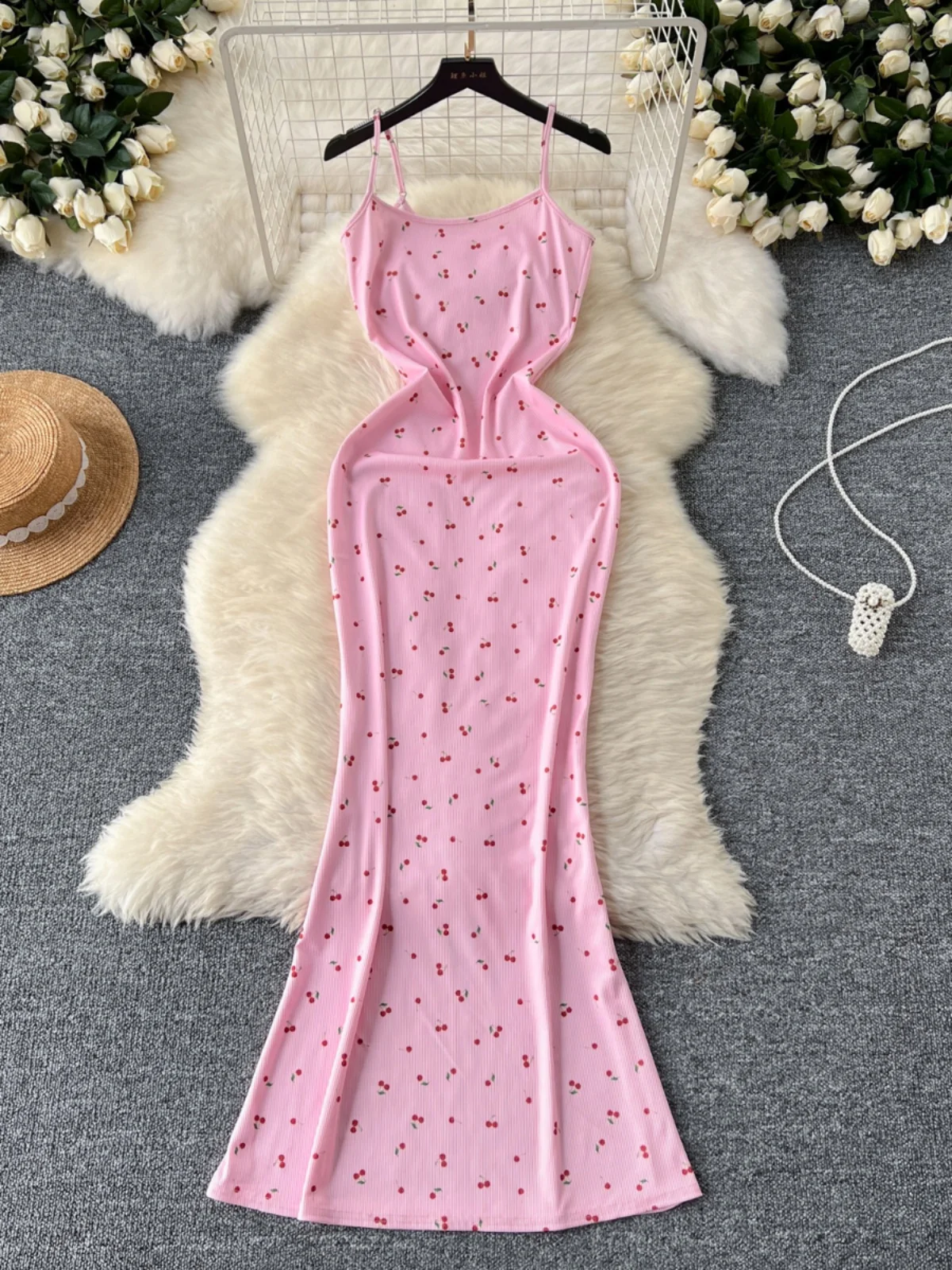 backless long bodycon dress Samira Blue Sparkly Mermaid Maxi Dress w/ Slit main image 1