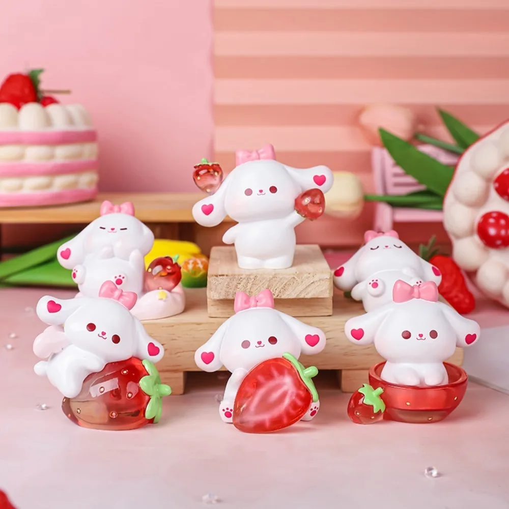 

Resin Crafts Strawberry Rabbit Figurine Model Toy Statue Mini Rabbit Ornaments Collection DIY Bunny Micro Landscape