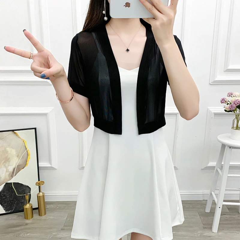 Short Sleeve Wedding Party Jacket Black White Prom Evening Shrugs For Women Bolero Tulle Bridesmaid Wedding Jacket Cape Dress