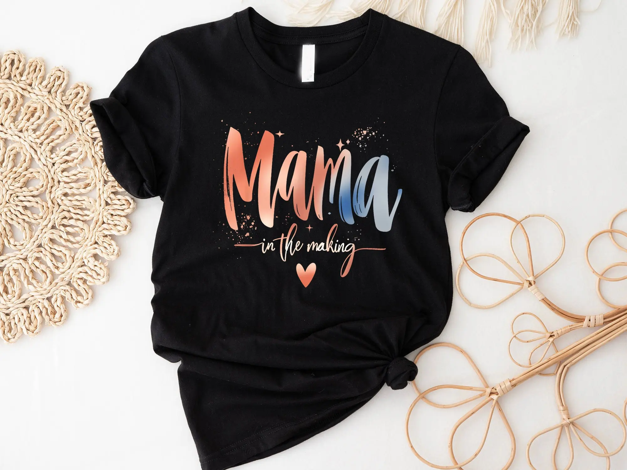 Mama In The Making T Shirt Pregnancy Reveal Announcement Gender Party Cute Maternity