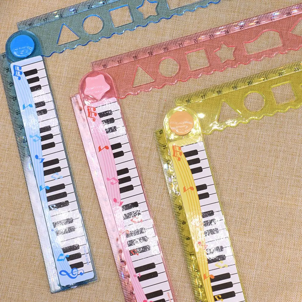 10 Pcs Piano Ruler 30cm Kids Daily Use Straight Reusable Portable Foldable Cartoon School Office Home Writing Accessories