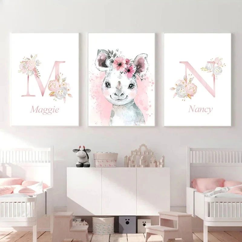 Nordic Baby Plakat Imię Spersonalizowana Dziewczyna Sypialnia Pokój Dziecięcy Dekoracja Be Fill Toile Mural Affile Cuadros Decorativos