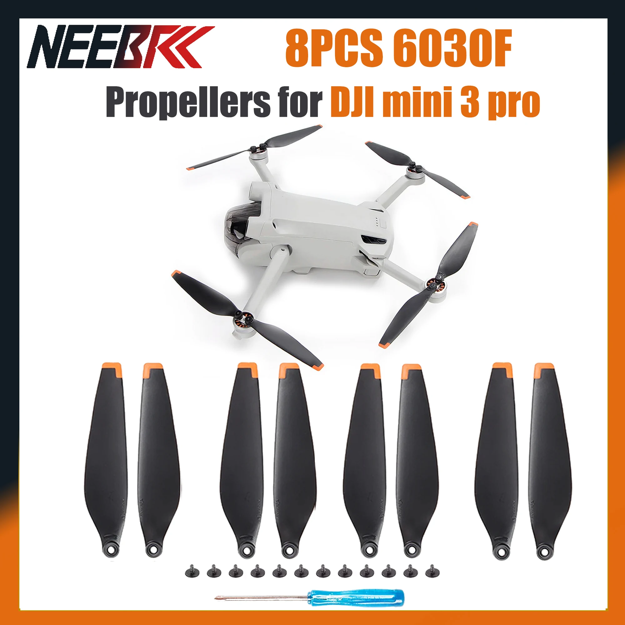 8PCS 6030F Replacement Propellers Low Noise Prop Wing Fans Spare Parts Suitable for RC Racing Drone DJI Mini 3 Pro Accessories