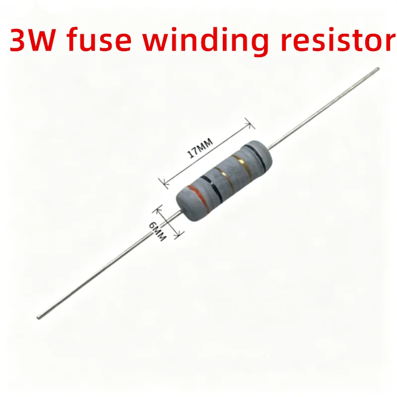 10PCS 3W Winding Fuse With a Resistance of 5% 0.1R 0.33R 1R 1.8R 3R 4.7R 10R 15R 27R 33R 51R 100R 150R 200R 220R 300R 470R 510R
