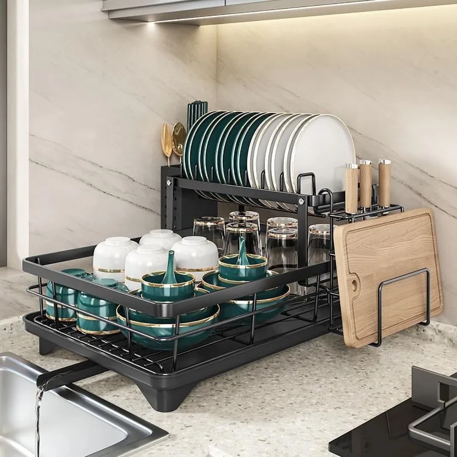 

Dish Drying Rack SpaceSaving Dish Rack Dish Racks for Kitchen Counter Stainless Steel Kitchen Drying Rack with a Cutlery Holder