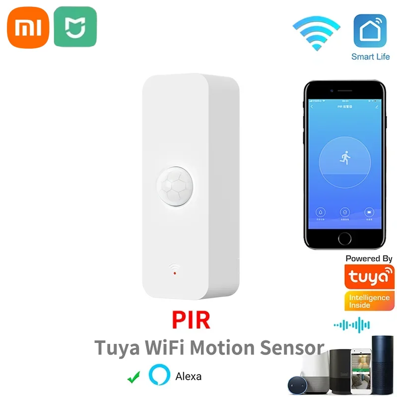 Tuya WiFi PIR Motion Sensor สมาร์ทหน้าแรก Human Body เครื่องตรวจจับอินฟราเรดความปลอดภัย Smart Life ทํางานร่วมกับ Alexa Google Home