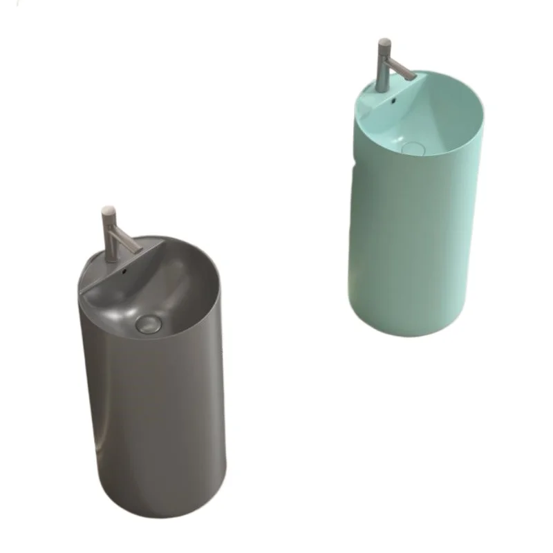 

Color bed and breakfast bar column basin ceramic integrated floor-to-ceiling household balcony column wash basin