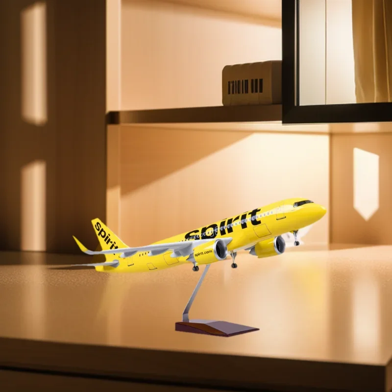 

Room Decor 47CM 1/80 Scale Airbus Airplane A320 Spirit Airlines Model Light & Wheel Landing Gear Diecast Resin Plane Model