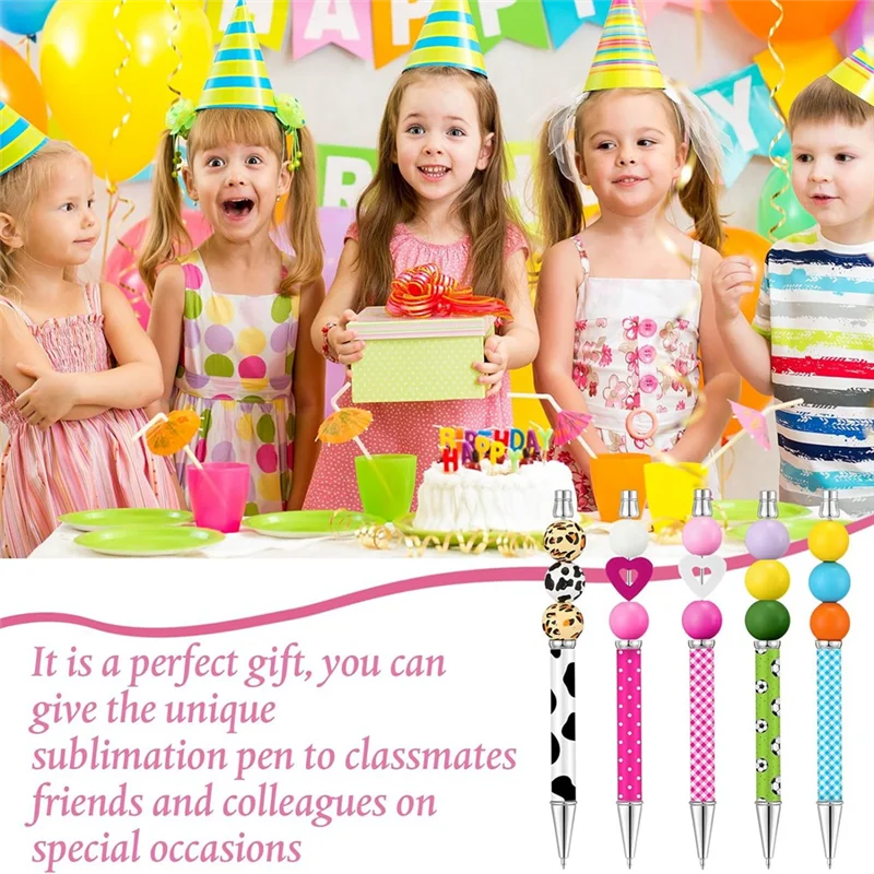 

Sublimation Beaded Ballpoint Pens Metallic Black Ink Pens DIY Heat Transfer Ballpoint Pens School Supplies