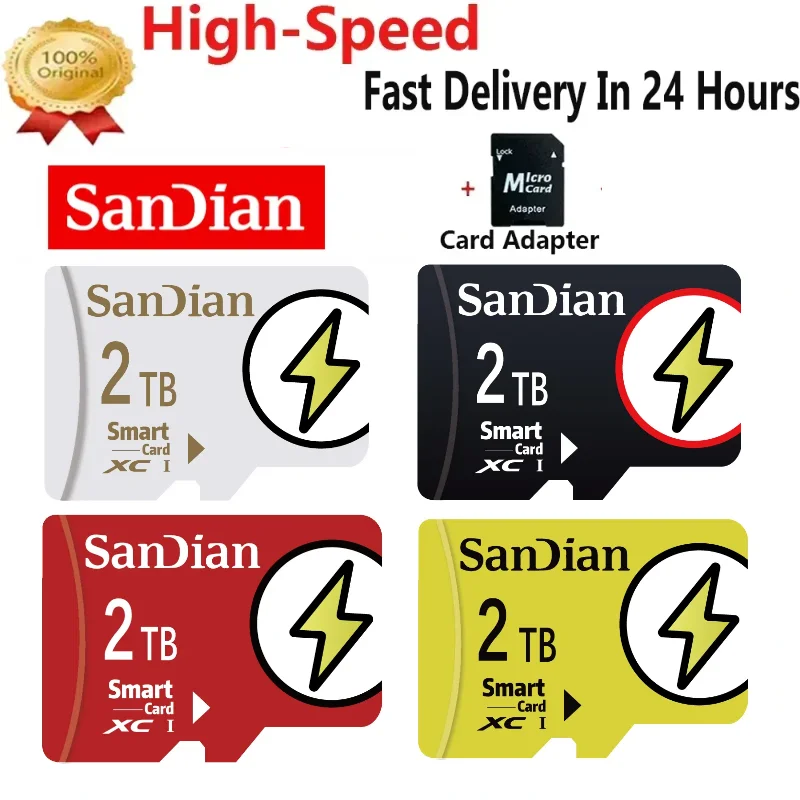 Original Sandian Micro TF SD Card 2TB 1TB 512GB High Speed Memory Card 256GB 128GB Class TF Card for Drone Equipment Audio PC