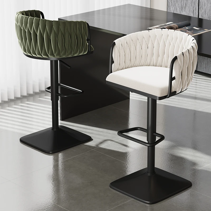 

Minimalist Comfortable Bar Stools Aesthetic Swivel Adjustable Velvet Bar Chairs Design Restaurant Bancos De Bar Trendy Furniture