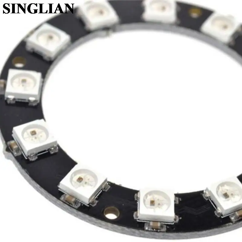 12-Bit Ws2812 5050 Rgb Led Licht Ingebouwde Full Colored Drive Intelligente Ontwikkeling Board Ronde Ring Module 12 Led Lamp Kraal