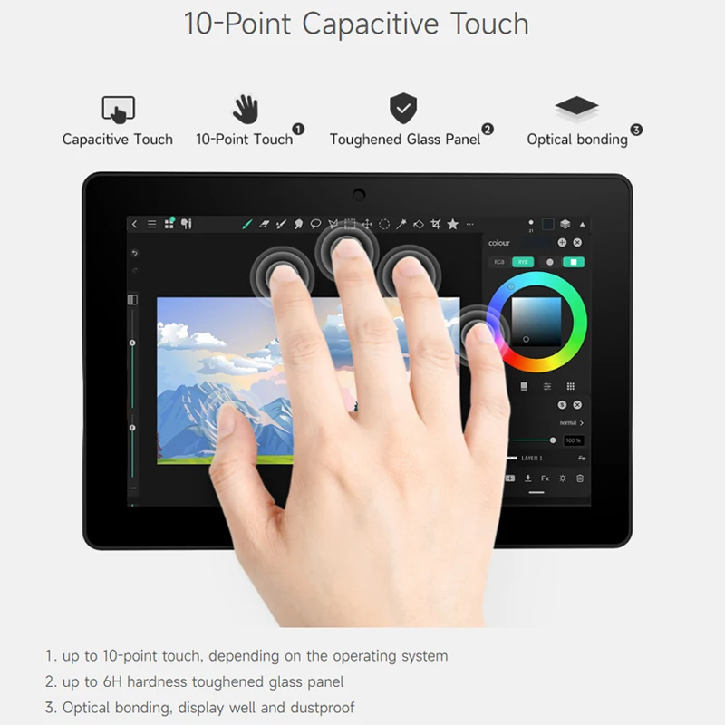 Raspberry Pi 5 Industrial Touch Display 10.1 Inch 1280x800 IPS LCD 5MP Camera 10-Point Touch Dual 4K HDMI-compatible LCD