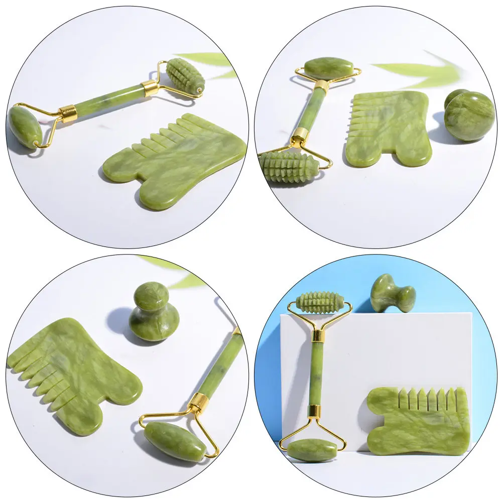 1Set Jade Comb Mushroom Stone Facial Body Massager for Skin Refreshing Blood Circulation Stress Relief Wrinkle Relaxation Beauty