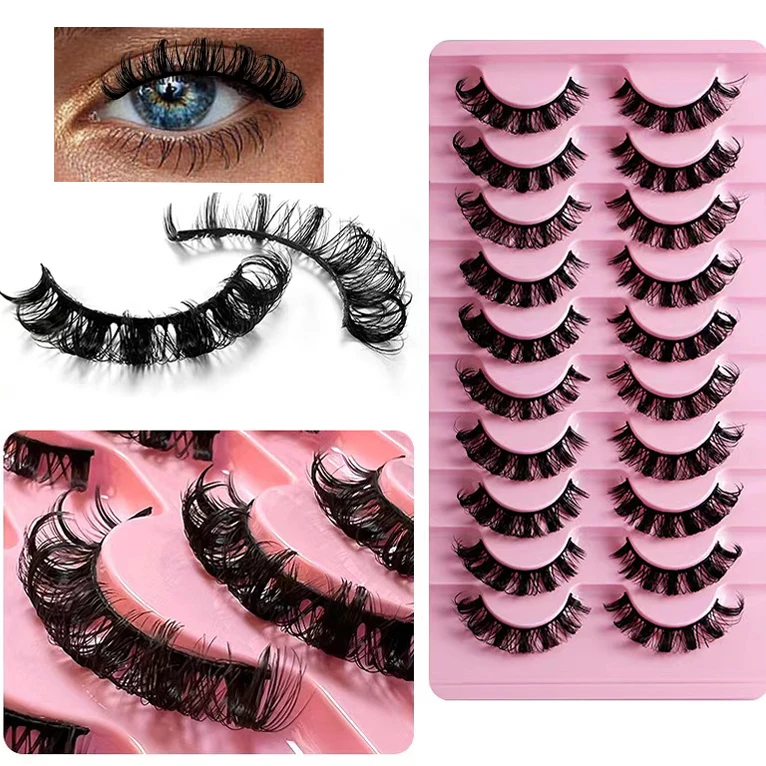 큰 곡률의 컬링된 유럽과 미국의 두꺼운 속눈썹을 갖춘 새로운 DD 컬링 러시아 인조 속눈썹 10쌍