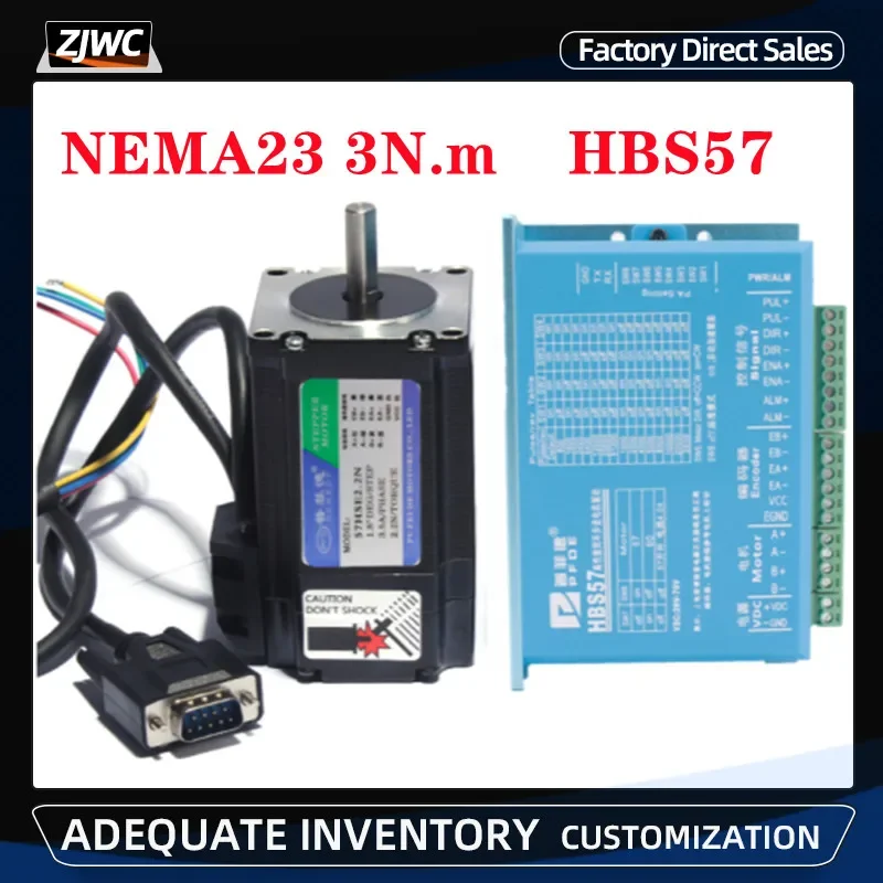 

HBS57 Closed-loop Step Motor 3NM 57 Hybrid Closed Loop Nema 23 2-phase+57Stepper Motor Driver 3nm Servo Motor 57HSE3N