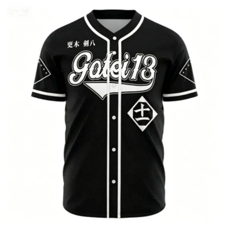 Street Trendy Baseball Jersey Death Guardian Thirteen Team Print Versatile Casual Thin Short Sleeved Shirt
