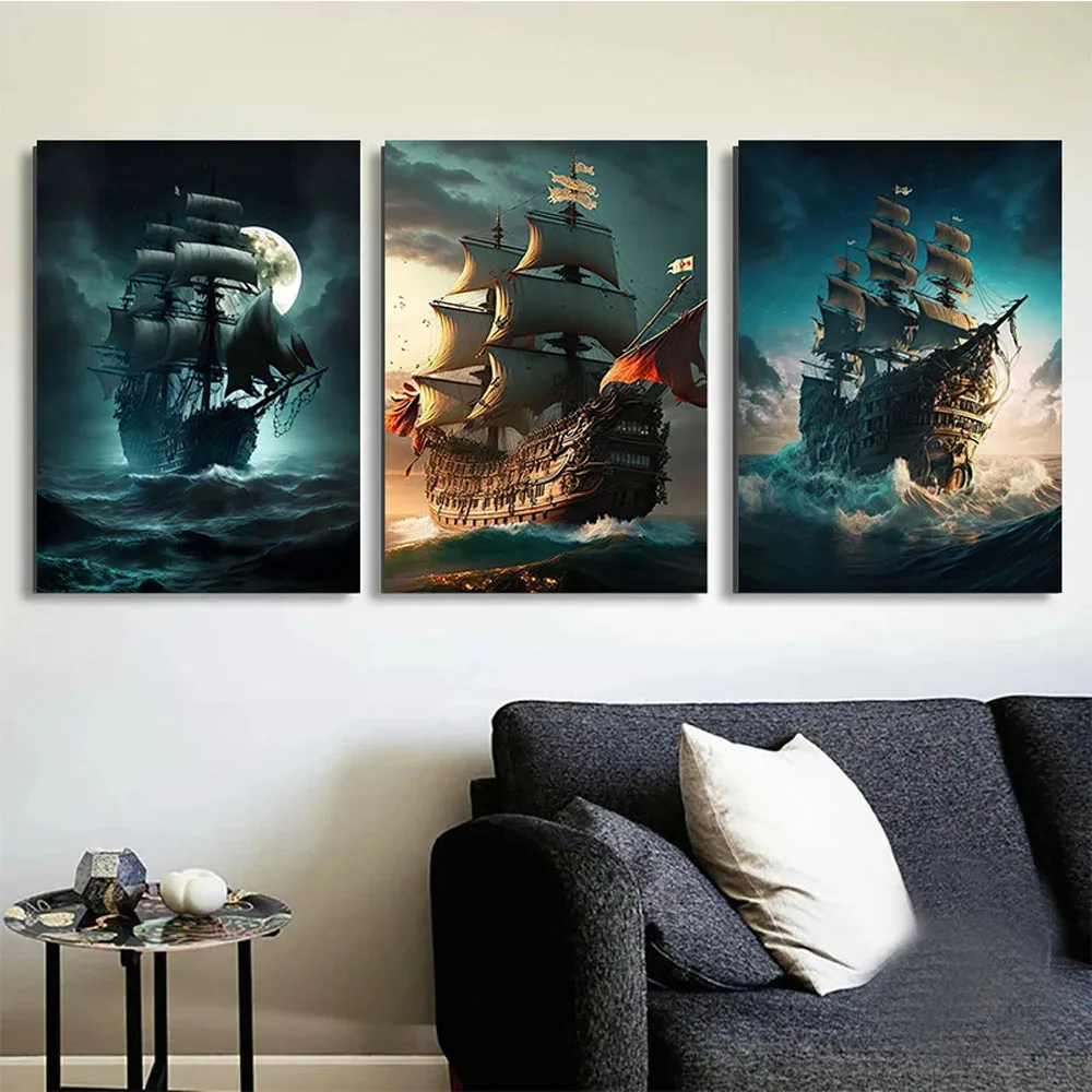 

Retro Pirate Ship Landscape Sailling Boat Diy Diamond Painting Wall Art Picture Mosaic Cross Stitch Kit Embroidery Home Decor