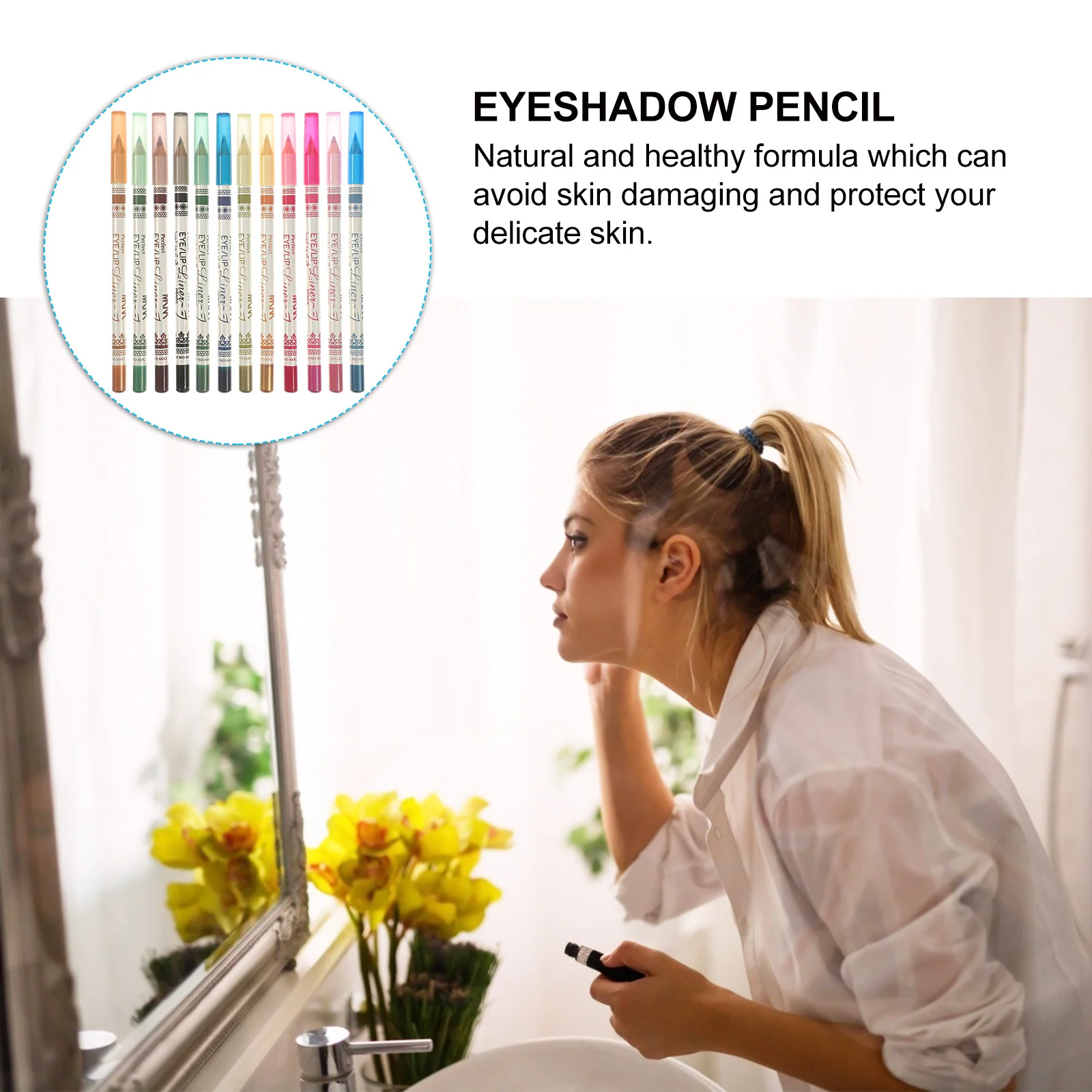 

12Pcs Eyeshadow Pen Glitter Pearl Light Natural Materials Skin Protecting Eyeshadow Pencil Eye Shadow Pen Shadow Pencil