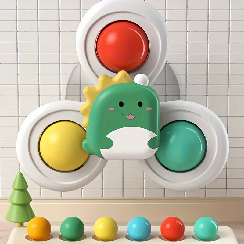 3PCS Suction Cup Rotating Toy for Baby Hand-eye Coordination Educational Training, Bath & Travel Toy, Birthday Christmas Gift