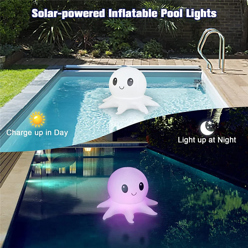 Imagem -03 - Remote Controlled Solar Floating Pool Lights Bola Inflável Colorida Polvo Piscina Gramado Jardim Quintal