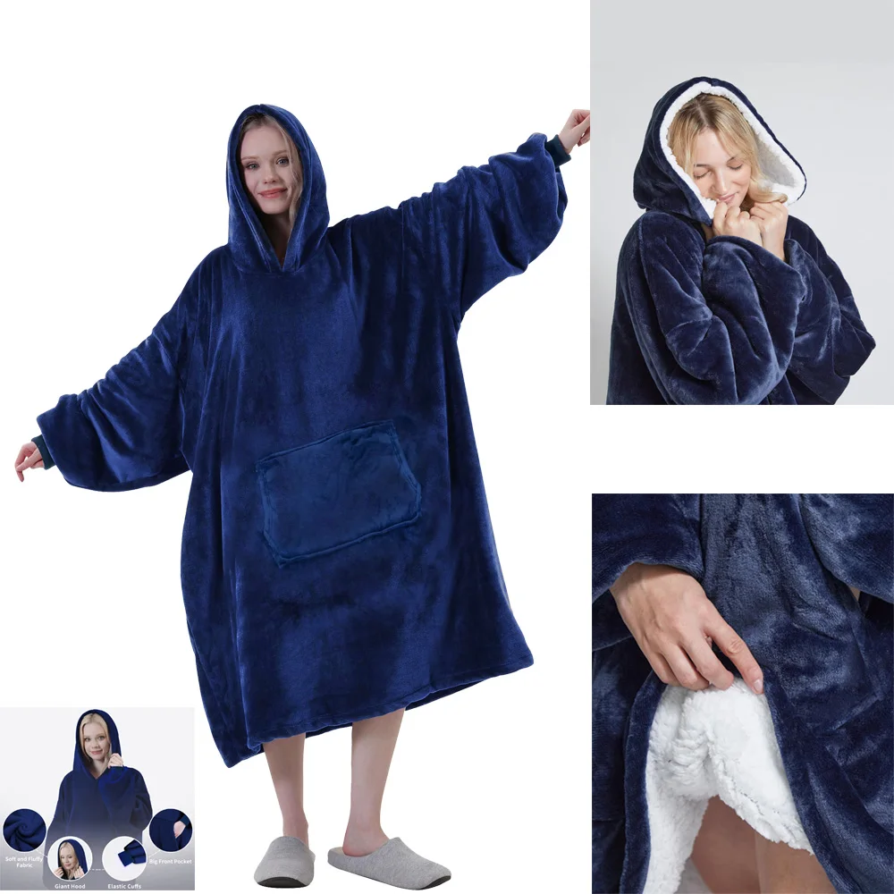 

Winter Lazy Person's Flannel Double-sided Fleece Pullover Sweater Set for Home and Outdoor Cold Protection For Unisex