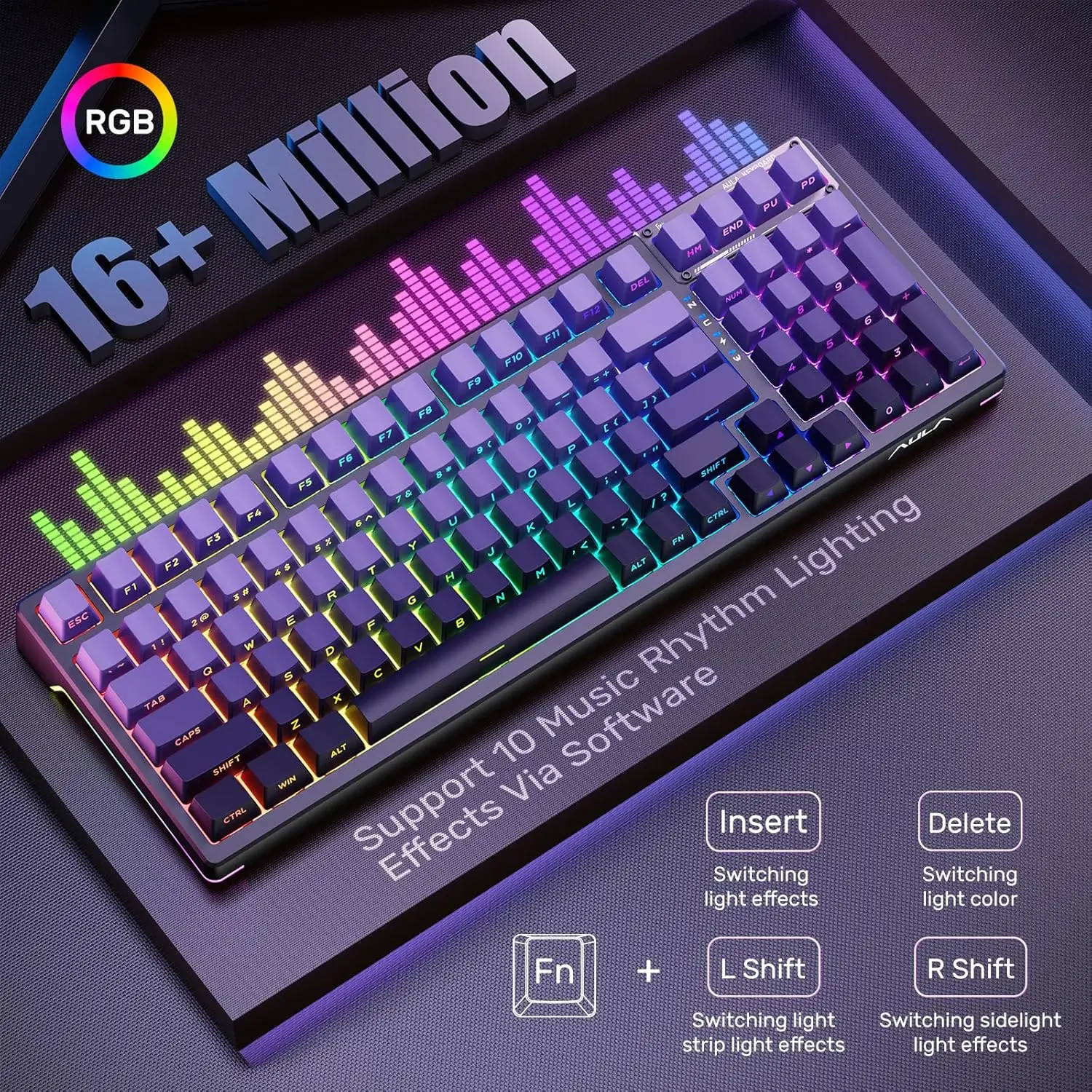 AULA F98 Gaming Mechanical Keyboard Full-size Three-mode Bluetooth/2.4G/USB-C Backlight 99 Keys Customized keyboard for PC MAC