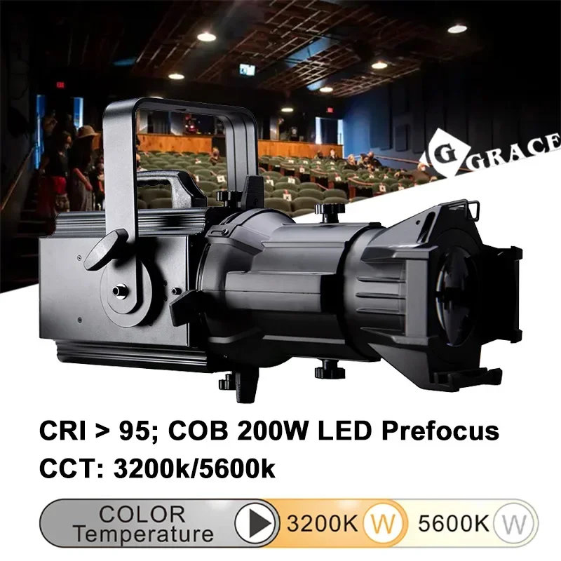 Igracelite 200W CRI 95 Prefocus LED Profile Light CCT 3200K/5600K PWM Mode Ellipsoidal LED Light