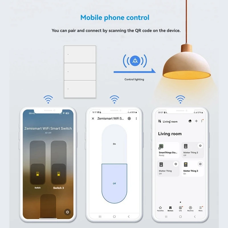 Interruptor inteligente de pared con Wifi, Control de luz inteligente, 1, 2, 3, 4, 6 bandas, botón para Smartthings, aplicación Homekit