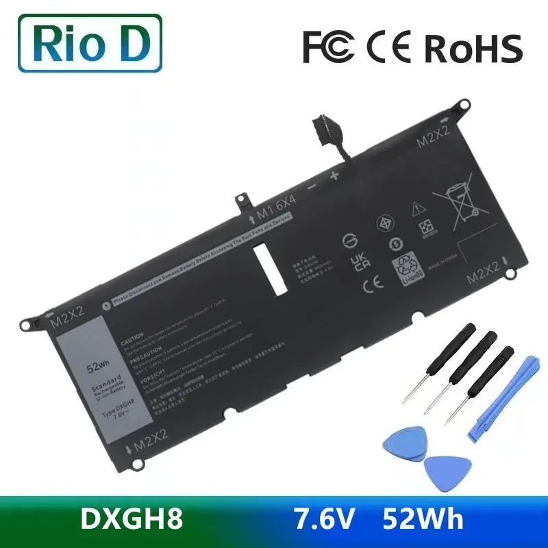 

7,6 В 6842 мАч DXGH8 Аккумулятор для ноутбука Dell XPS 13 9380 9370 7390 для Dell Inspiron 7390 2-в-1 7490 G8VCF 0H754V P82G 52WH