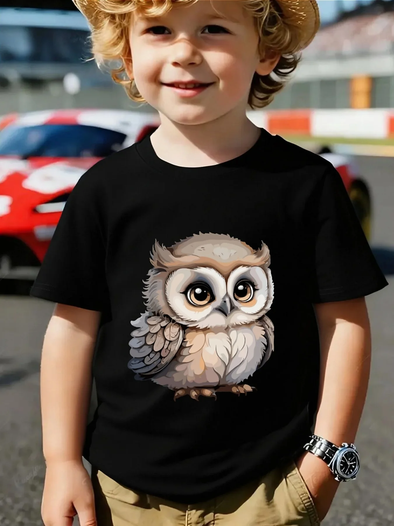 Cute Baby Owl Cartoon Graphic Print Family Matching Short Sleeve Tee Boys Girls Kids Lovely Bird Casual Summer Daily Tops