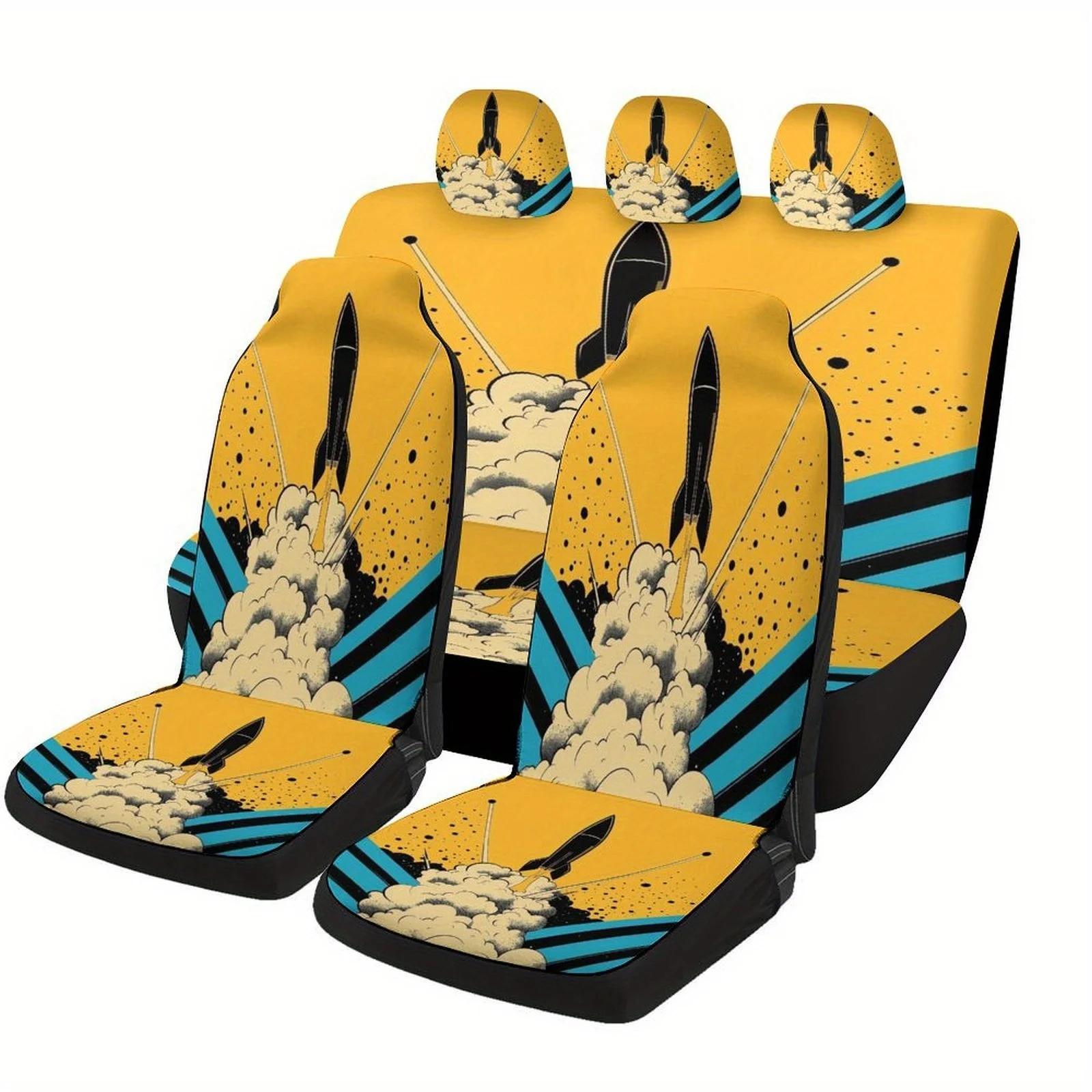 

Rocket Launch Designed Car Seat Cover Set For Most Cars, Trendy High-quality Car Seat Protector Covers Full Set, Universal Car S
