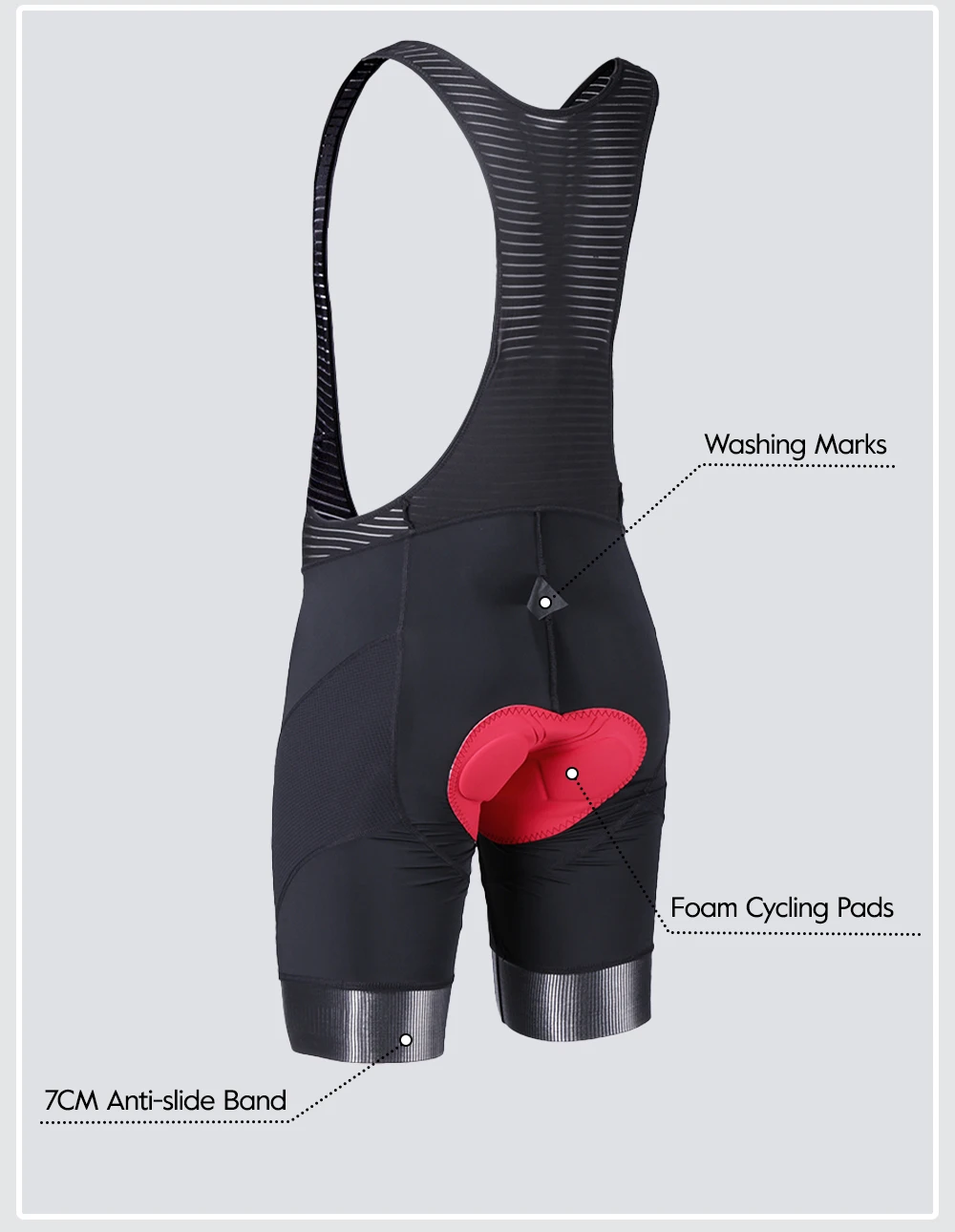RION Herren Radsport-Trägerhose Gepolsterte Tights Rennrad MTB Fahrradbekleidung Atmungsaktive 5H Reithose Outdoor-Sportausrüstung – Detail 9