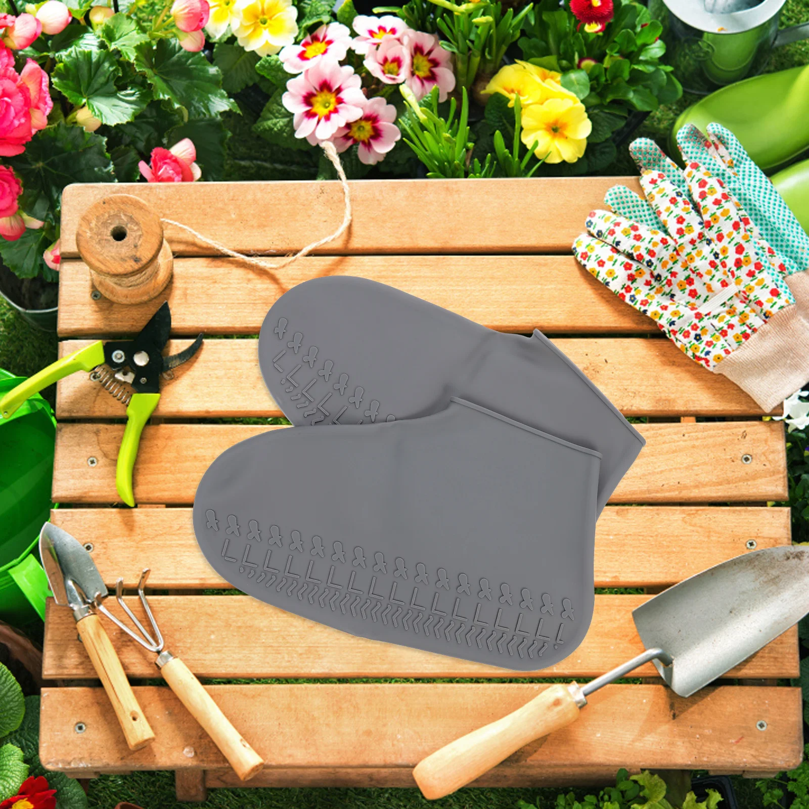 1 paio di scarpe da pioggia copriscarpe in silicone antiscivolo protezione grigia S passeggiate all'aperto festa lavoro fango copriscarpe in silicone da pioggia