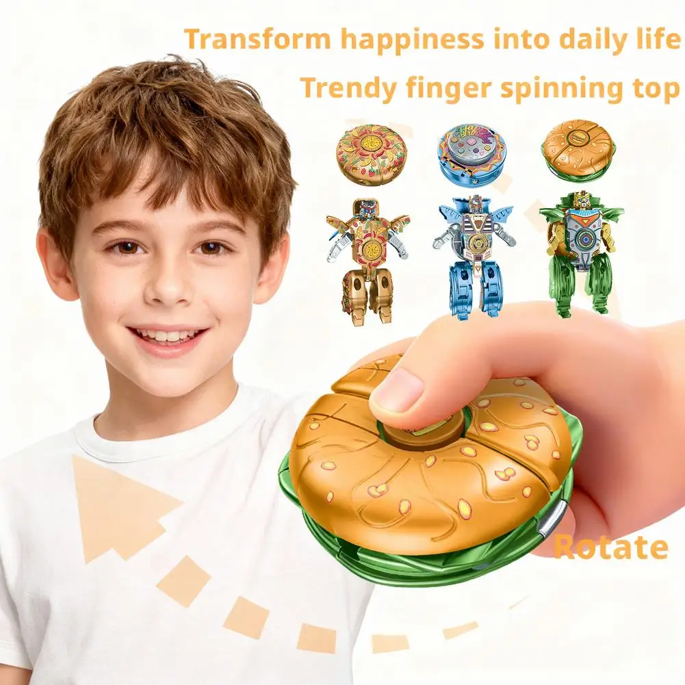 Creative fingertip top mecha transformation trendy toy with high appearance value, educational and stress-relieving