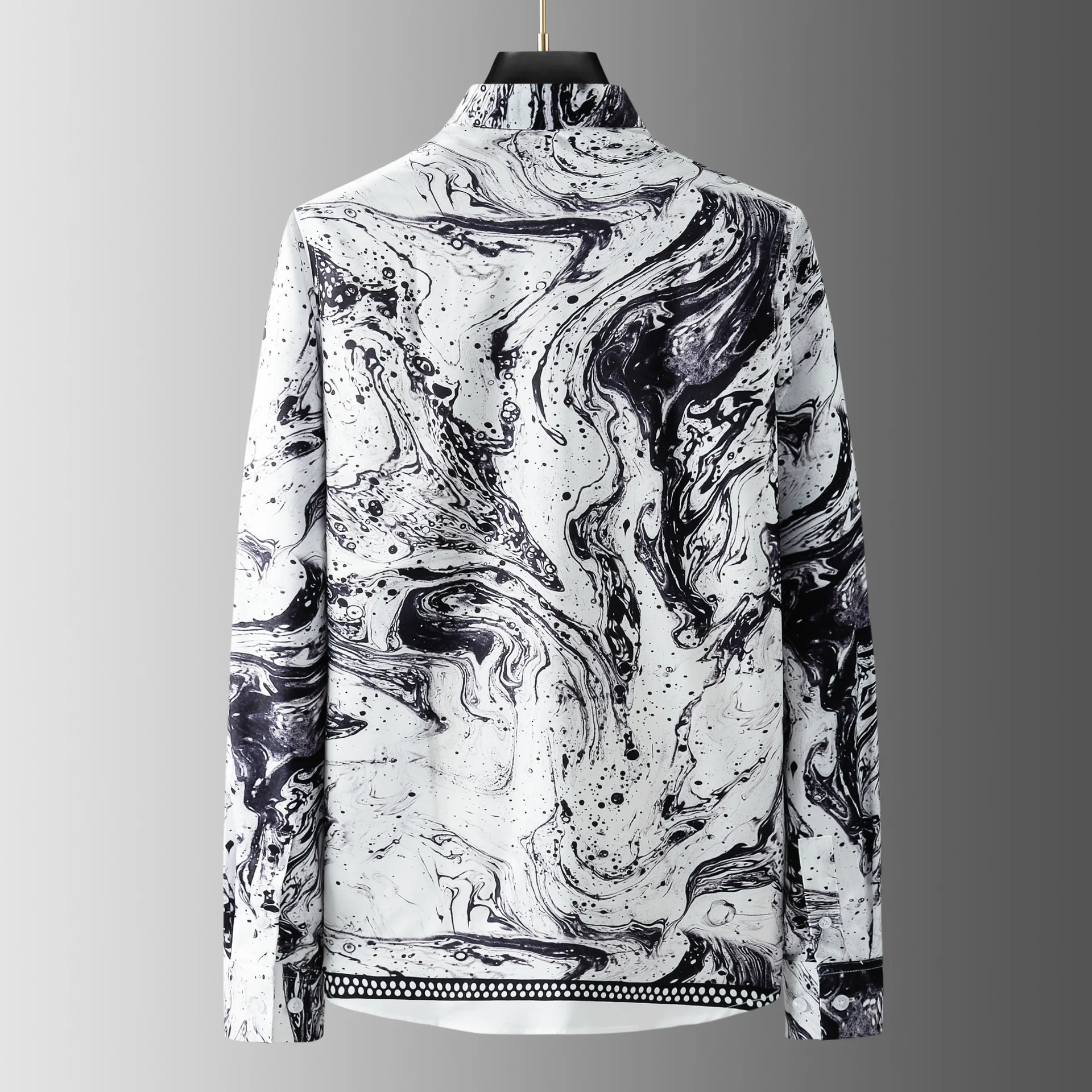 قمصان الطباعة الفاخرة للرجال طويلة الأكمام الأعمال الاجتماعية قمصان سليم صالح عادية الاجتماعية حفلة سهرة بلوزة قميص أوم