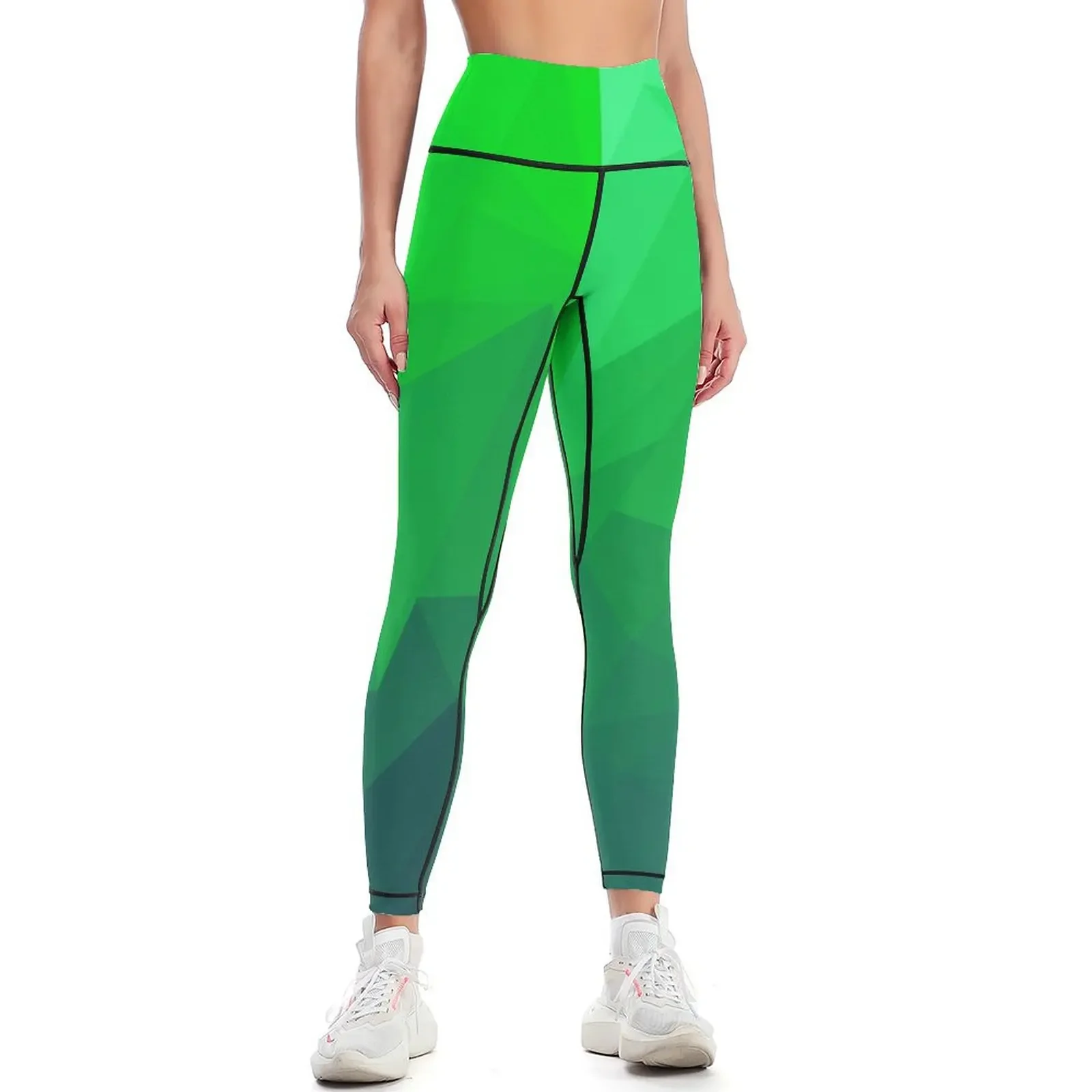 

Low Poly Green Abstract Polygon Multi Color Triangle Cubism Leggings Tight fitting woman Women's pants Womens Leggings
