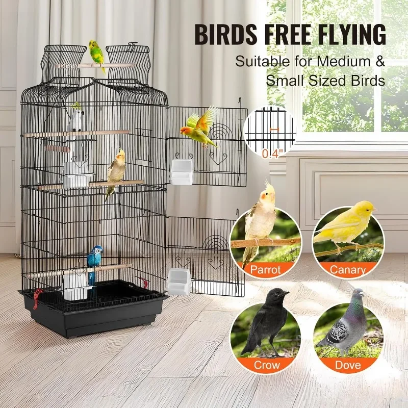 41 นิ้วเปิดขนาดใหญ่ Parrot Bird Cage, แขวนกรงนกสําหรับ Parakeets Finches Canaries Lovebirds Cockatiels Budgies