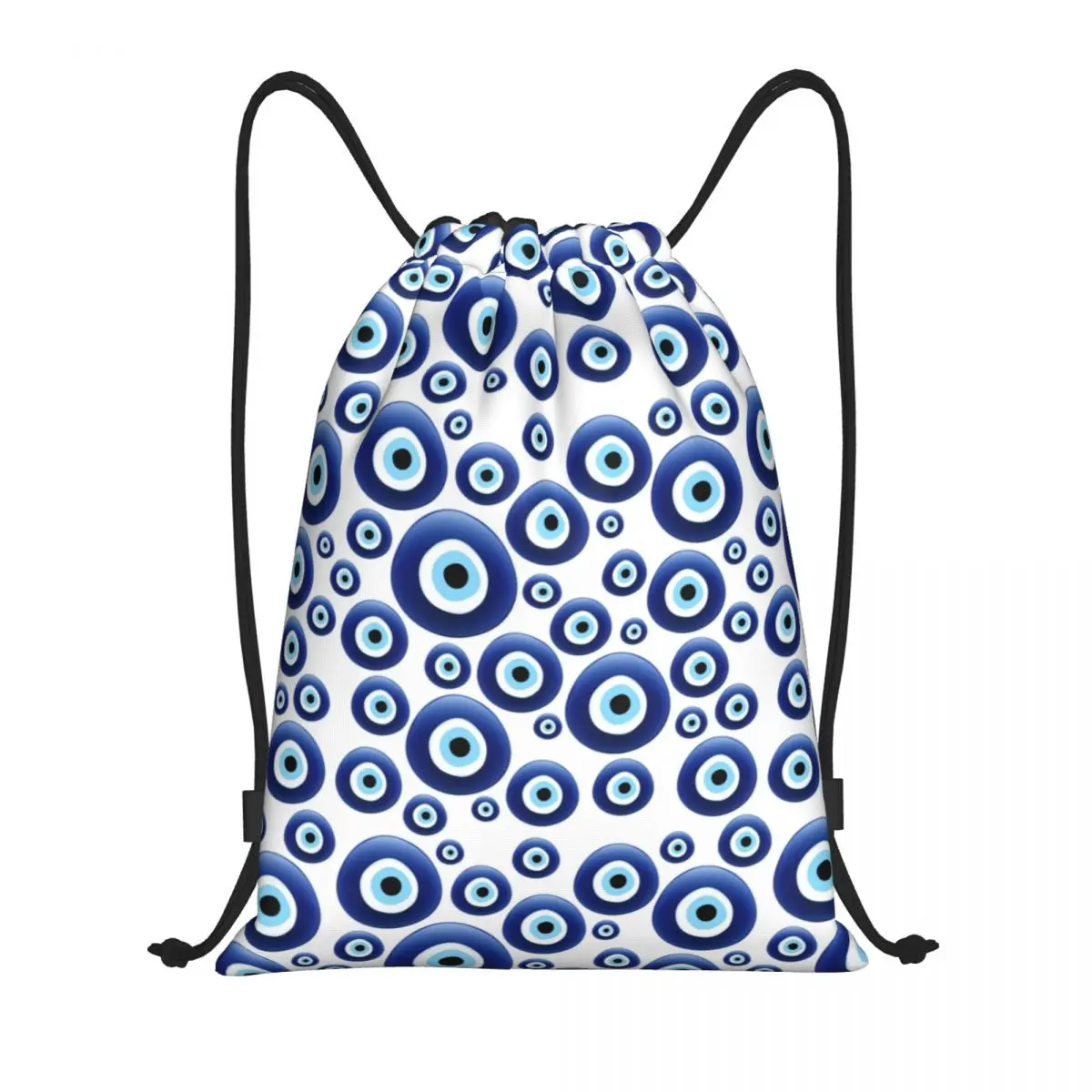 

Mediterranean Evil Eye Protection Drawstring Backpack Men Sport Gym Sackpack Foldable Lucky Charm Amulet Hamsa Shopping Bag Sack