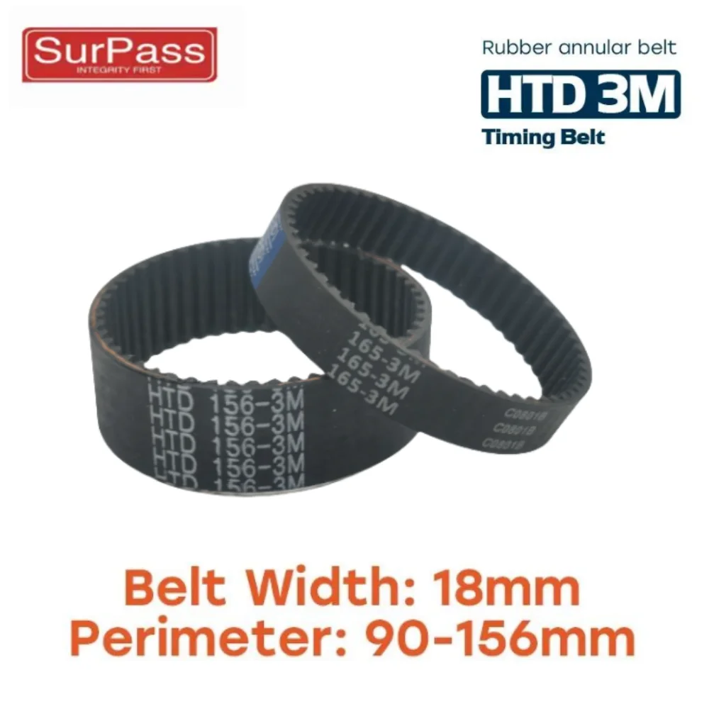 HTD 3M Synchronous Timing belt length 90/105/108/114/117/120/126/132/138/141/147/150/153/156mm for width 18mm Rubber closed