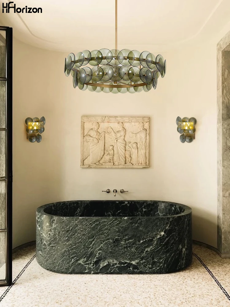 

Nordic Style Green Murano Clear Glass LED Hanging Chandelier Suspension Light Art Decor for Living Room Home Decoration