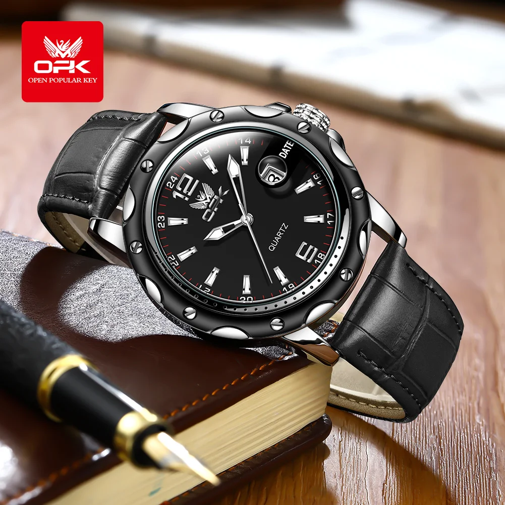 OPK 6026 Mens Watch Original Brand Casual Fashion Quartz Wristwatch Waterproof Luminous Date Watches For Men Box Gift Reloj  ﻿