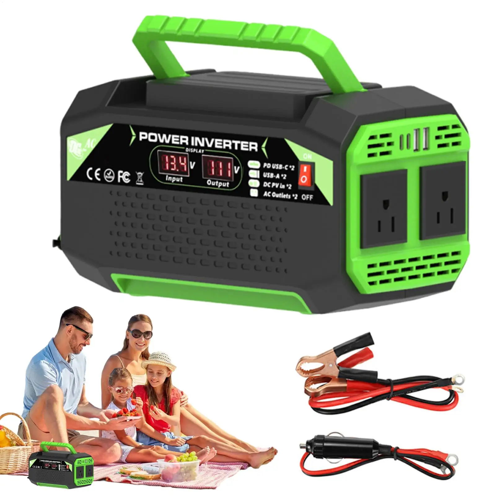 

12V Inverter DC 12V To 220V/110V Car Charger Converter Digital Display Plug Outlet With 4 USB Ports Fast Charging Auto