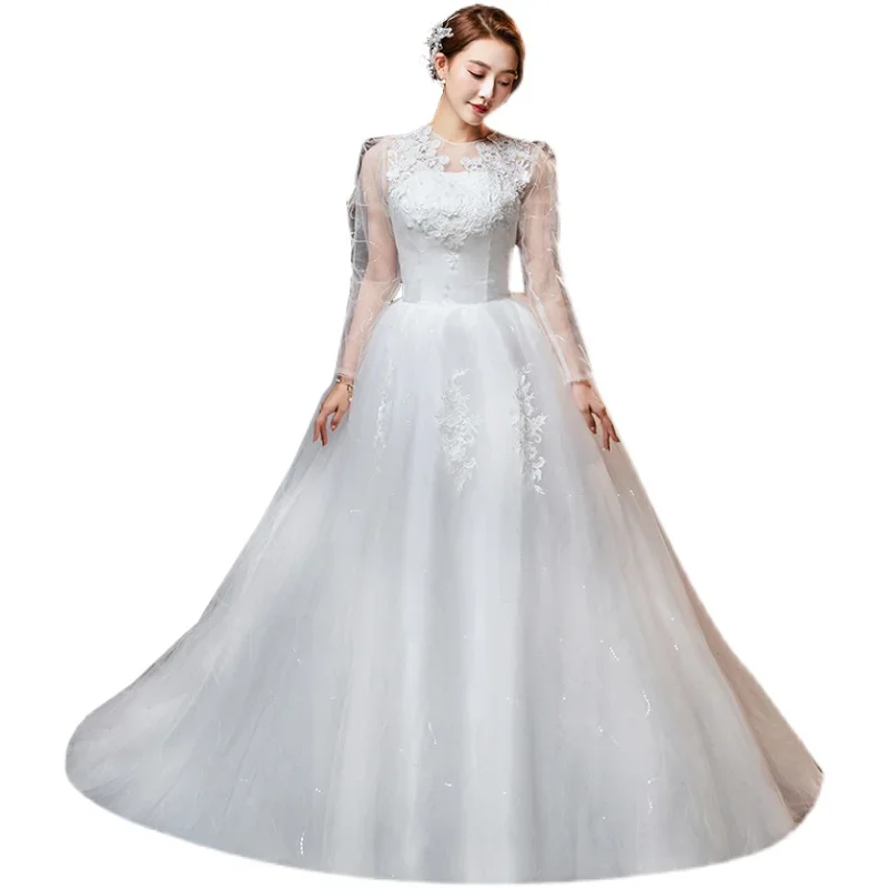 Customized Wedding Dress Bride Tailing Dresses Ball Gowns Plus Size Lace Up Wedding Dresses Train Luxury  Vestido Novia