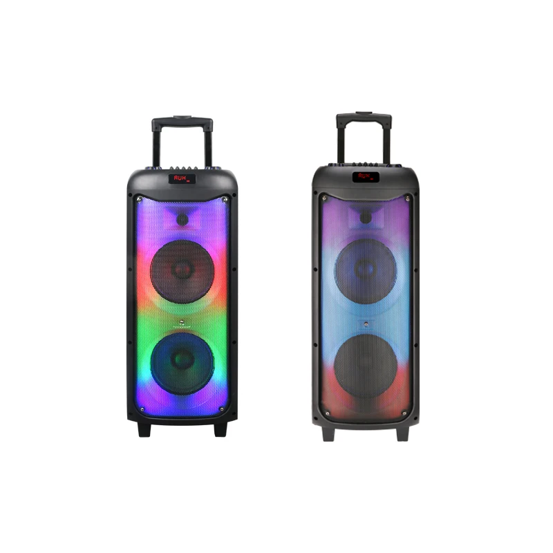 Best Selling 8 Inch Portable Party DJ Wireless Trolley Speaker with LED Light HI-FI Audio for Aux Alarm Clock