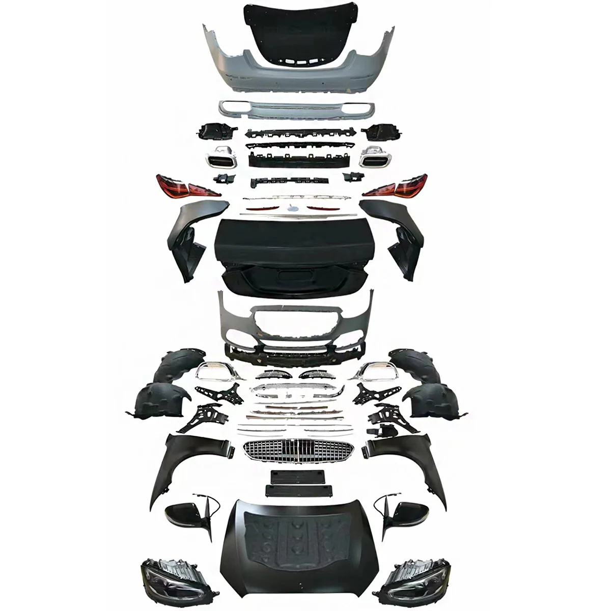 Alteration to W223 maybachs 21+ grill front rear bumpers body kit For Mercedes Benz S class W221 2006-2013 .