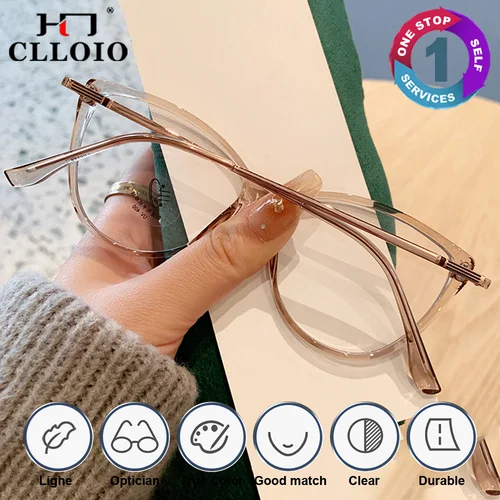Imagen 2 del producto CLLOIO, gafas graduadas antiluz azul a la moda para mujer, gafas ópticas para miopía, gafas de lectura progresivas para ordenador